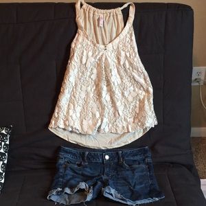 American Eagle Jean Shorts + tank
